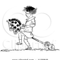 1120840-Clipart-Of-A-Retro-Vintage-Black-And-White-Girl-Playing-With-A-Hobby-Horse-Royalty-Free-Vector-Illustration